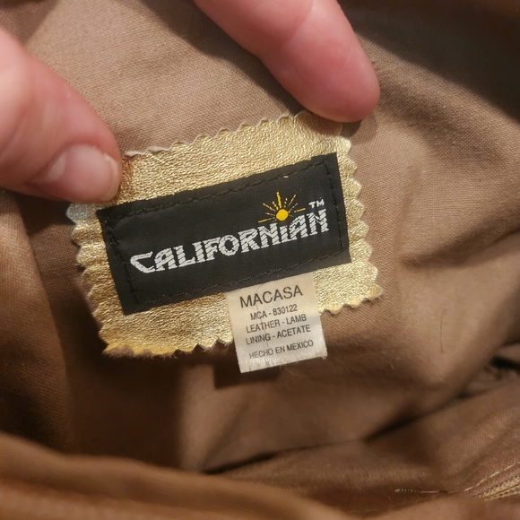Vintage Lambs Leather Gold Shoulder Bag Californian Brand - Picture 2 of 9